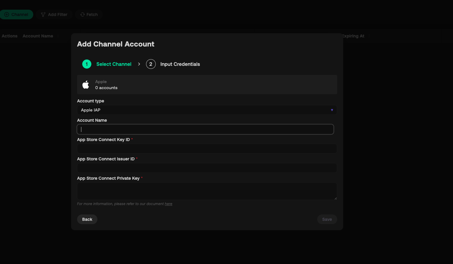 Select account